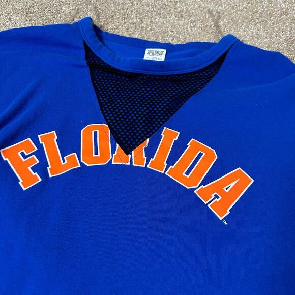 Victoria's Secret PINK Florida Gators sweatshirt Mesh V-Neck Blue/Orange Boxy XS - Picture 5 of 9